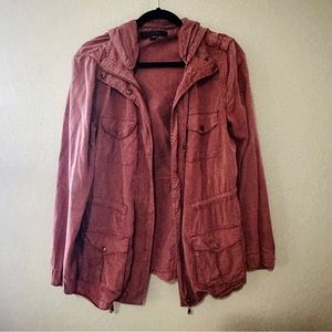 Lightweight Cargo Jacket - Size M - Burgundy